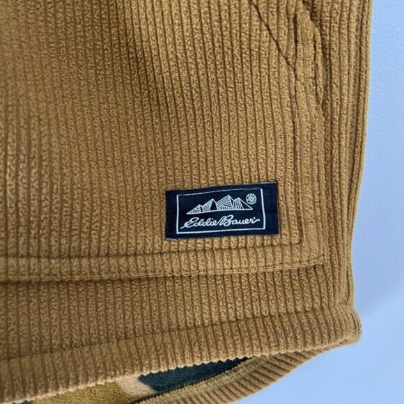 Eddie Bauer Men’s Medium Brown Tan Camo Fleece Ribbed Lined Hooded Vest Jacket - Picture 4 of 13